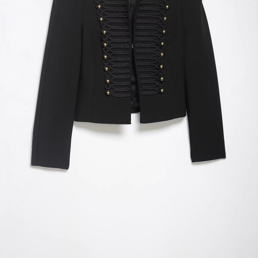 Damen Militärisch inspirierte Kurzjacke mit Stehkragen und Zierkordeln Echo Archiv