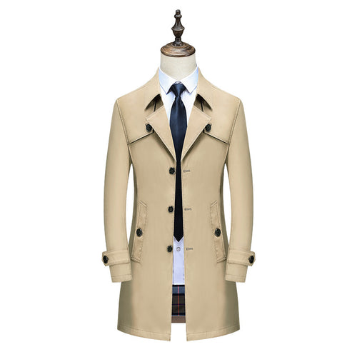 Herren Eleganter Slim-Fit Trenchcoat mit klassischer Knopfleiste und verstellbaren Manschetten Echoarchiv