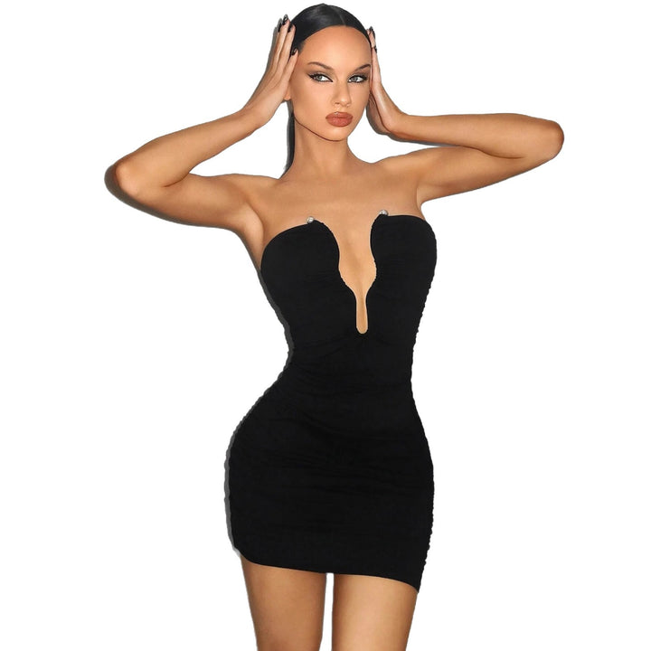 Damen Minikleid mit tiefem Ausschnitt und figurbetontem Silhouette Echo Archiv
