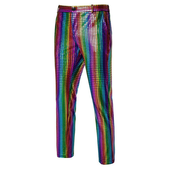 Herren nan Slim-Fit Anzughose mit glänzender Paillettenoptik und feinem Karomuster Echo Archiv