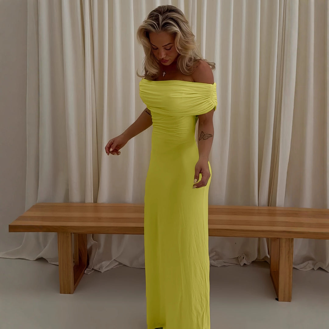 Damen Off-Shoulder Maxikleid mit dekorativen Rüschendetails Echo Archiv