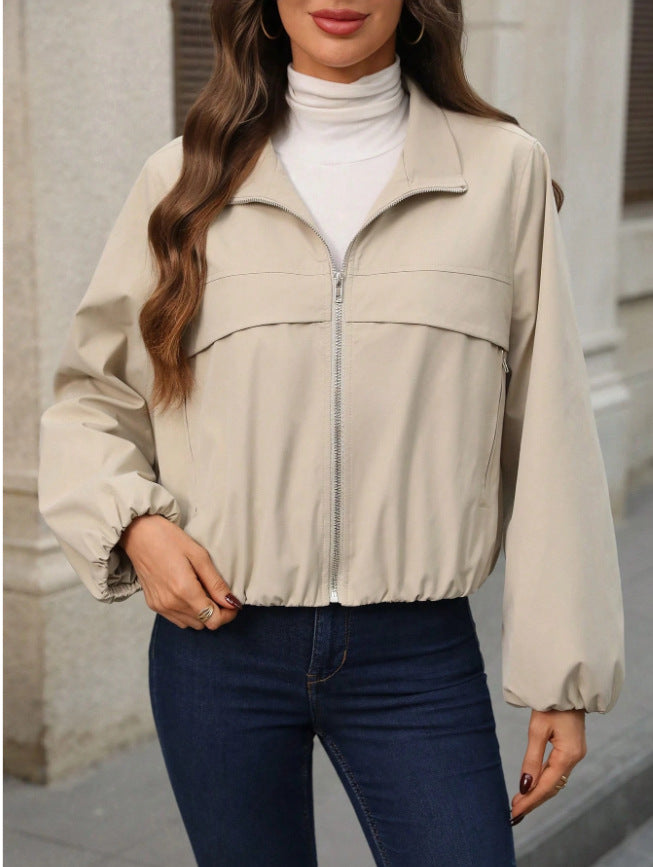 Damen Trendige cropped Kunstlederjacke – Célinea