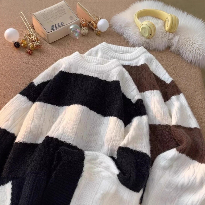 Damen Lässiger Strickpullover mit Zopfmuster Echoarchiv