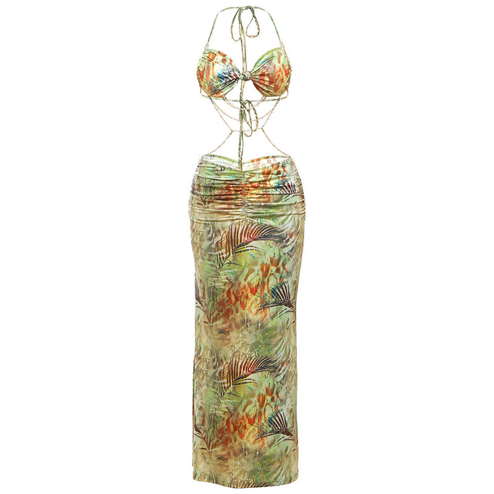 Damen Maxi-Kleid im Leoparden-Design mit raffiniertem Rücken Echo Archiv