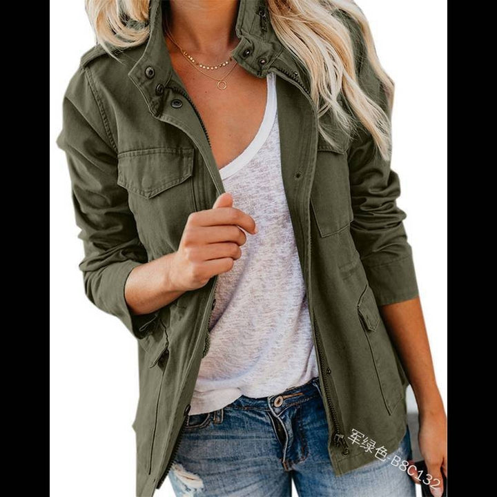 Damen Utility-Fieldjacke mit Stehkragen, aufgesetzten Taschen und Taillenzug Echo Archiv