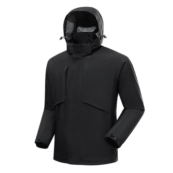 Herren urbaner wasserdichter Tech-Parka mit hochschließendem Kragen und minimalistischen Taschen Echoarchiv