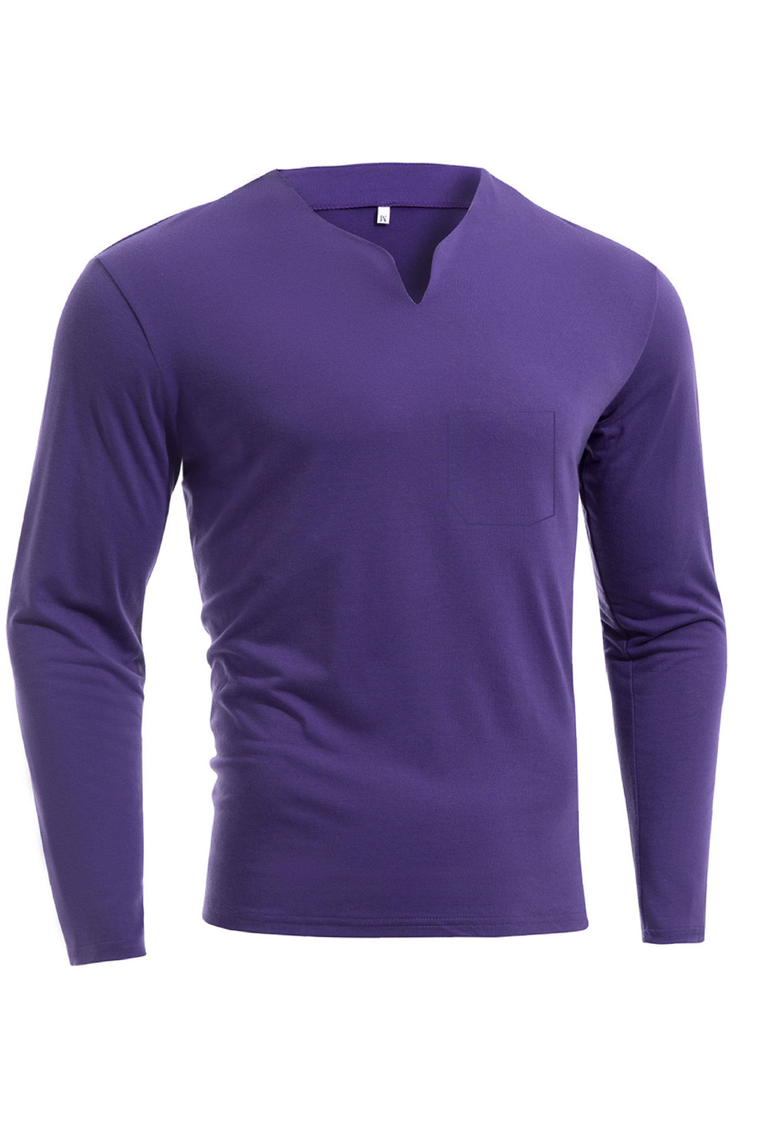 Herren nan Langarmshirt mit V-Ausschnitt Slim Fit Baumwollmix und elastischem Komfortbund Echo Archiv