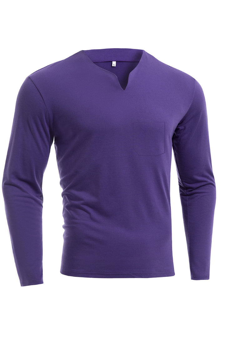 Herren nan Langarmshirt mit V-Ausschnitt Slim Fit Baumwollmix und elastischem Komfortbund Echo Archiv