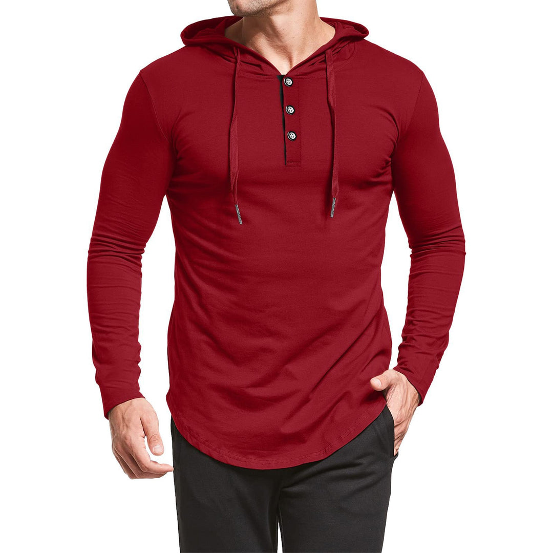 Herren Langarm Hoodie mit Knopfleiste und sportlicher Passform Echoarchiv