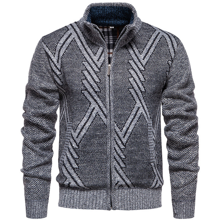 Herren sportliche Strickjacke mit modernem Zopfmuster Echoarchiv