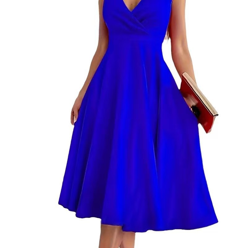 Damen elegantes A-Linie Wickelkleid mit V-Ausschnitt Echoarchiv