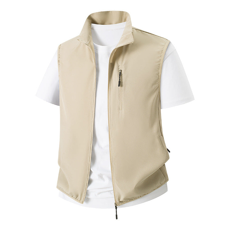 Herren Leichte Softshell-Utility-Weste mit Stehkragen, wasserabweisender Außenlage und Reißverschlusstaschen Echoarchiv
