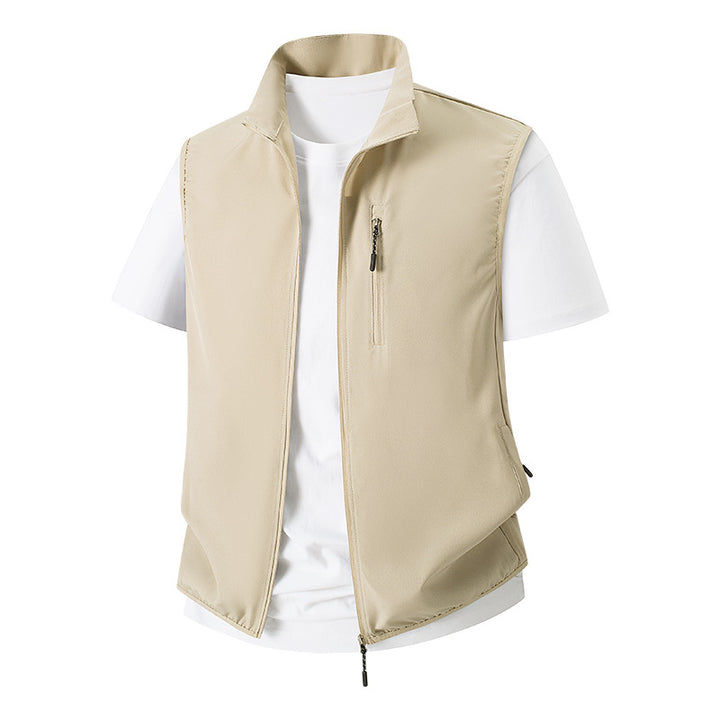 Herren Leichte Softshell-Utility-Weste mit Stehkragen, wasserabweisender Außenlage und Reißverschlusstaschen Echoarchiv