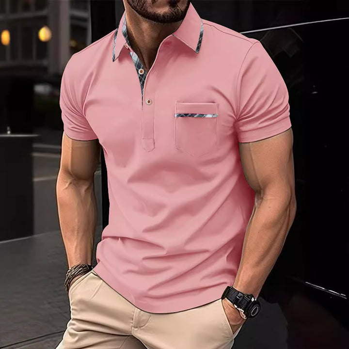 Herren Poloshirt mit modischem Kragen und Brusttasche Echoarchiv