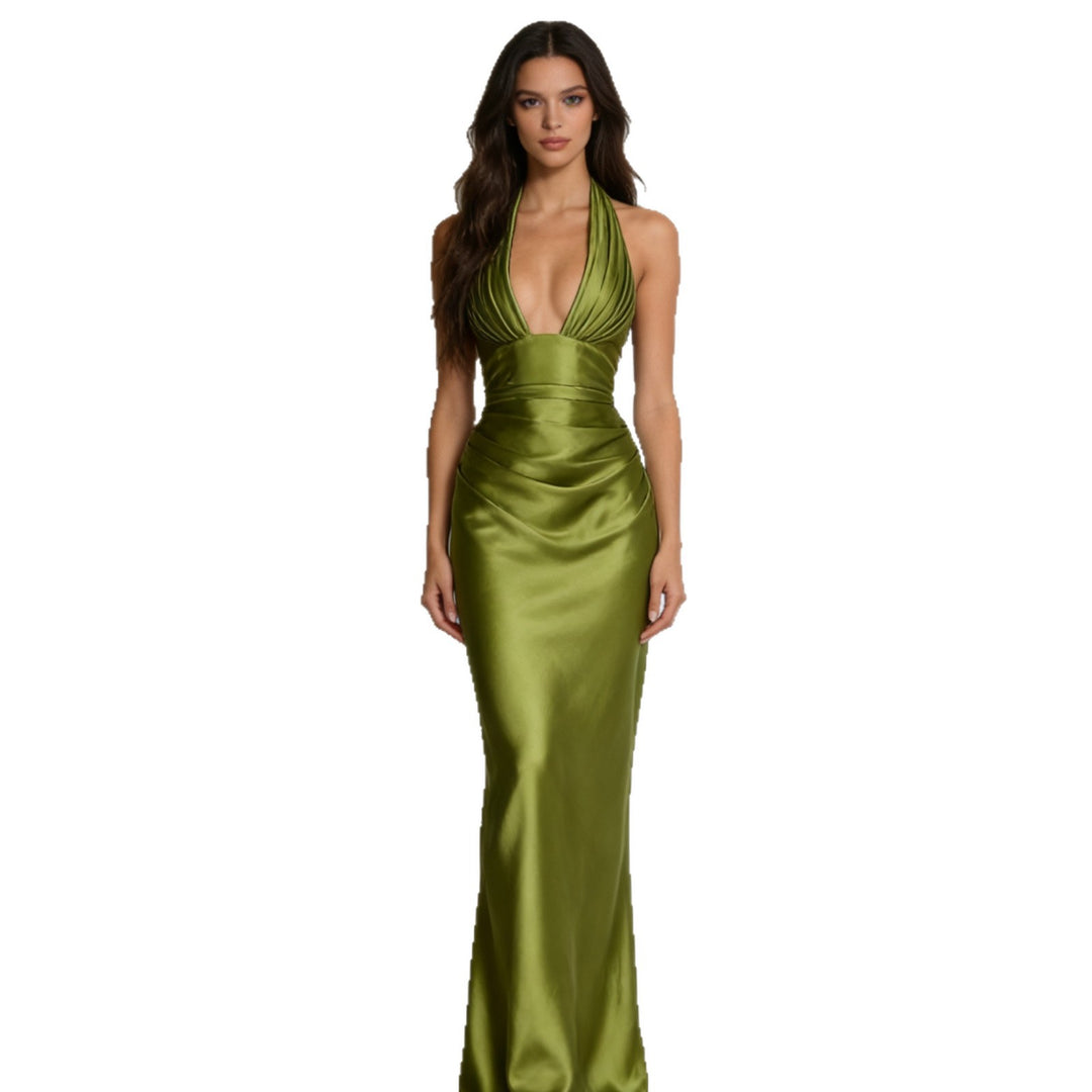 Damen Elegantes und figurbetontes Abendkleid mit tiefem V-Ausschnitt und fließendem Rock Echo Archiv