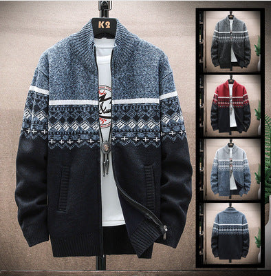 Herren Strickjacke mit nordischem Muster und modischem Reißverschluss – Terenzo