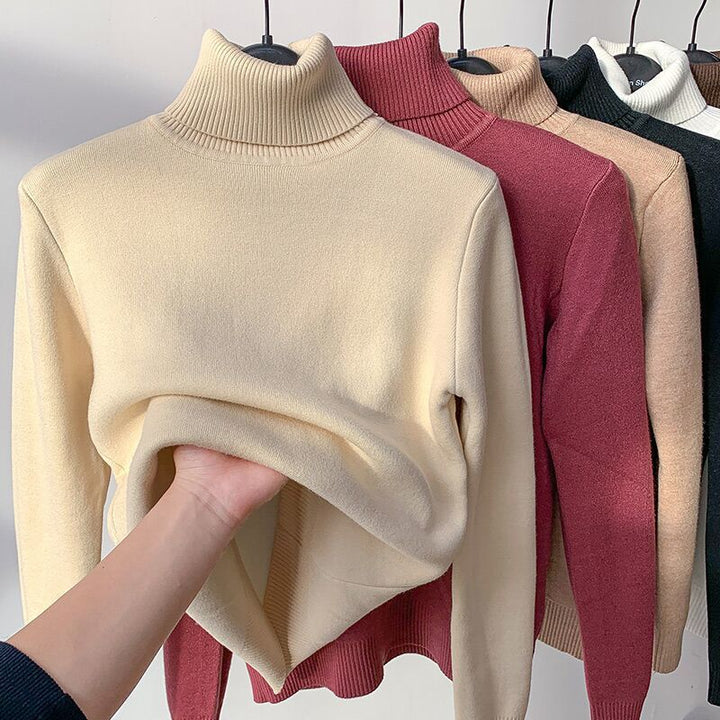 Damen Feinstrick-Rollkragenpullover mit wärmendem Innenfutter und schmaler Silhouette – Mavelle