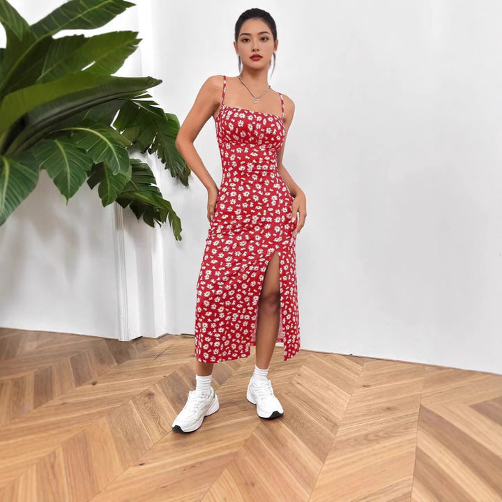 Damen figurbetontes Midikleid mit Raffung und Schlitz Echo Archiv