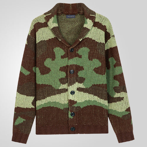 Herren Strickjacke im einzigartigen Camouflage-Design mit hohem Kragen Echoarchiv