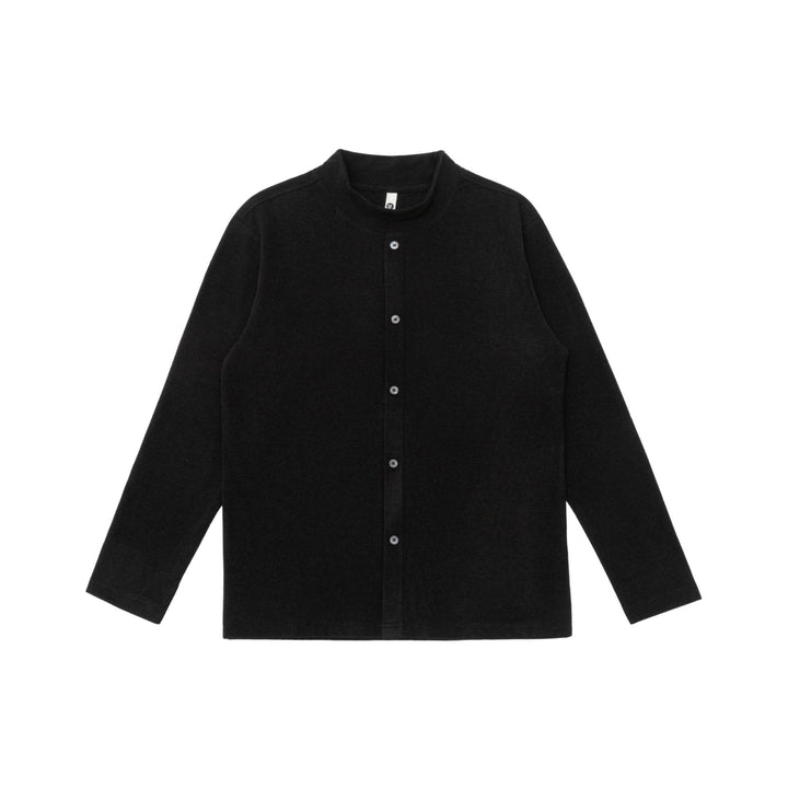 Unisex Feinstrukturierter Knopfcardigan mit Stehkragen Echoarchiv