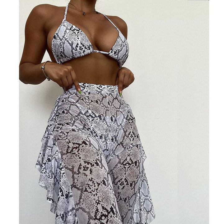 Damen Triangel-Bikini mit schicker Schlangeffekt-Wickelhose Echo Archiv