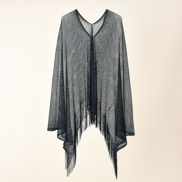 Damen Feinstrick-Mesh-Stola mit Metallic-Glanz und langen Fransen Echo Archiv