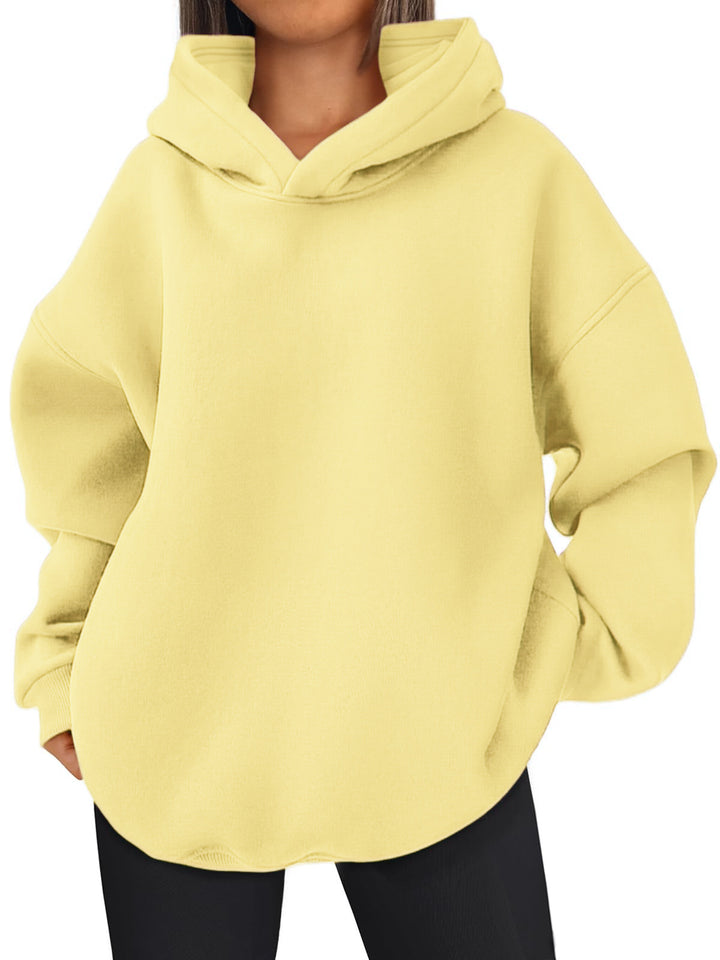 Damen nan kastiger Kapuzenpullover mit doppellagiger Kapuze, überschnittener Schulter und längerem Rückenteil Echo Archiv