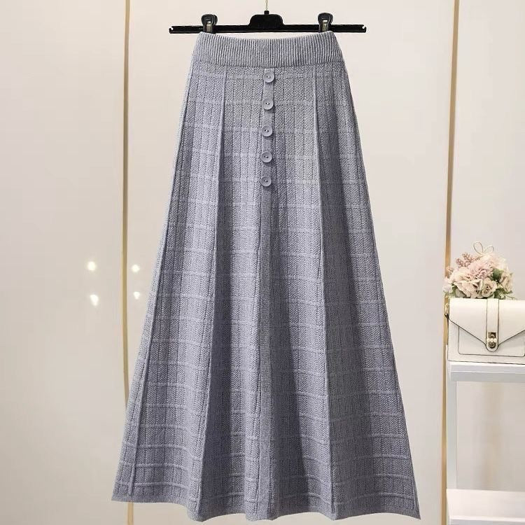 Damen Eleganter Maxirock mit Knopfdetails und strukturiertem Design Echo Archiv