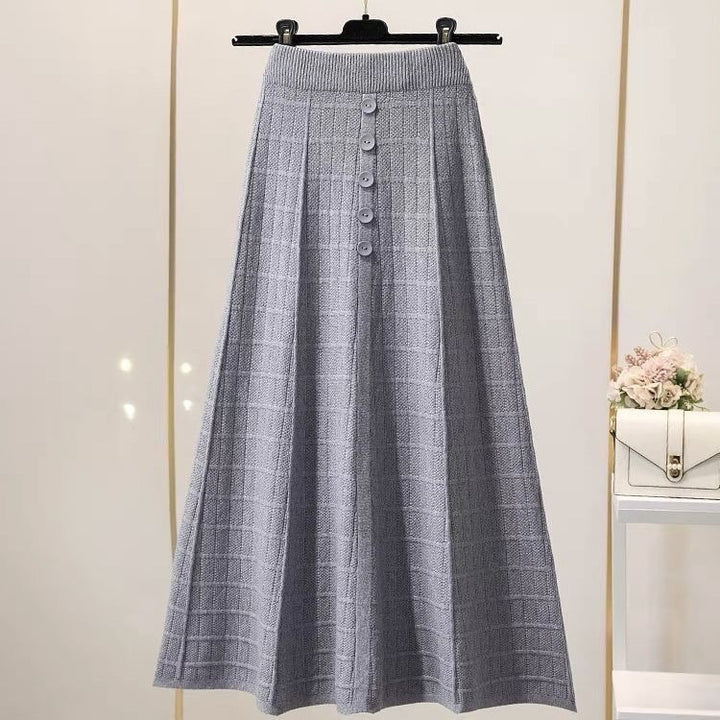 Damen Langer Plissee-Rock mit Knopfdetails Echo Archiv