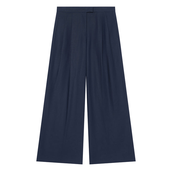 Damen weite High‑Waist Culottehose mit Bundfalten und verdecktem Verschluss Echo Archiv