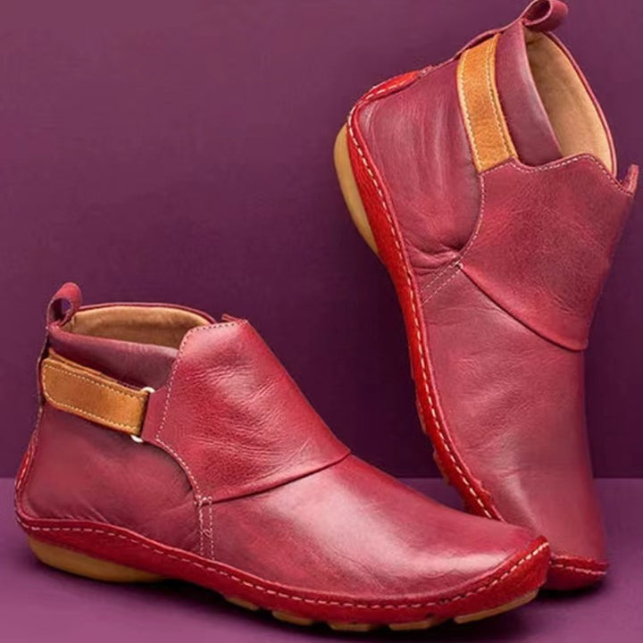 Damen Weiche Leder‑Stiefelette mit Klettverschluss, ergonomischer Laufsohle und gepolstertem Fußbett – Varelle