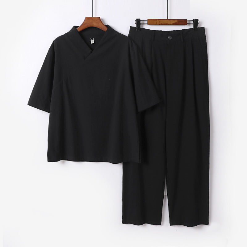 Unisex Locker sitzendes Lounge-Set im Kimono-Stil mit halblangem Arm und elastischer Bundhose Echoarchiv
