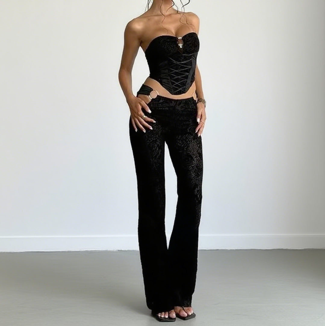 Damen Elegantes Zweiteiliges Set mit Bustier und High-Waist Hose Echo Archiv