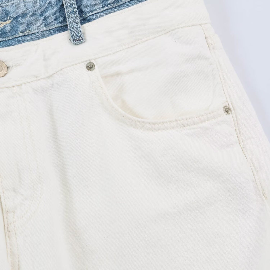 Damen Weite High‑Waist‑Jeans mit Kontrastbund und Fünf‑Taschen‑Design Echo Archiv
