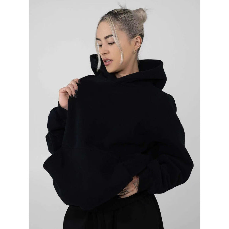 Damen nan extraweicher Oversize-Hoodie mit strukturierter Kängurutasche, überschnittener Schulter und angerauter Innenseite Echo Archiv