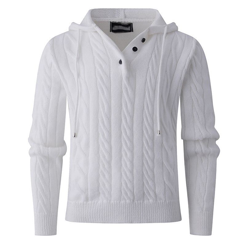 Herren Grobstrickpullover mit Kapuze und modernem Zopfmuster Echoarchiv