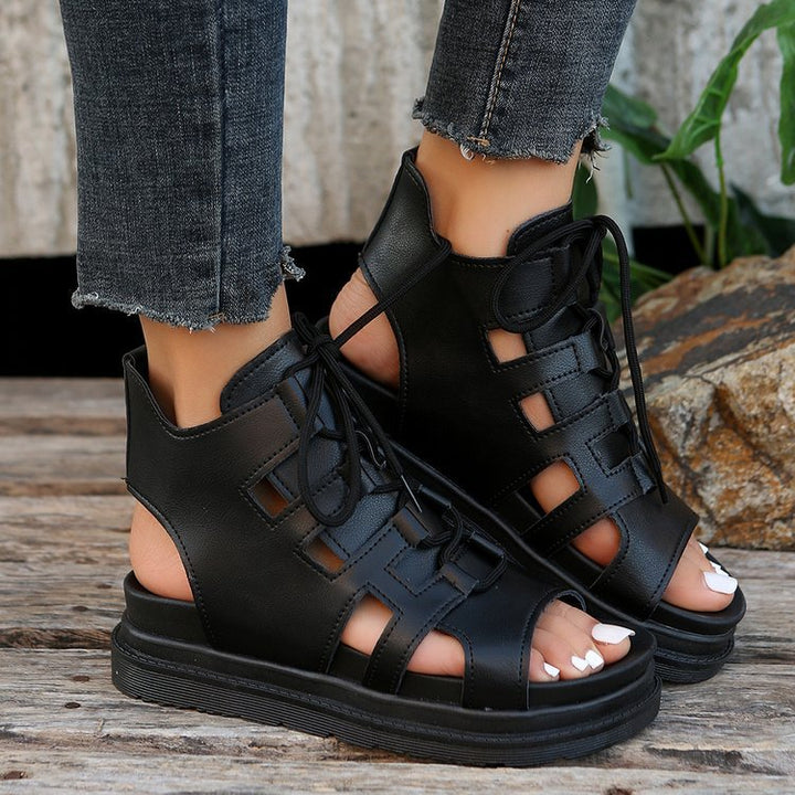 Damen  Schnür-Sandalen mit Cut-Out-Design offener Ferse und robuster Profilsohle Echo Archiv