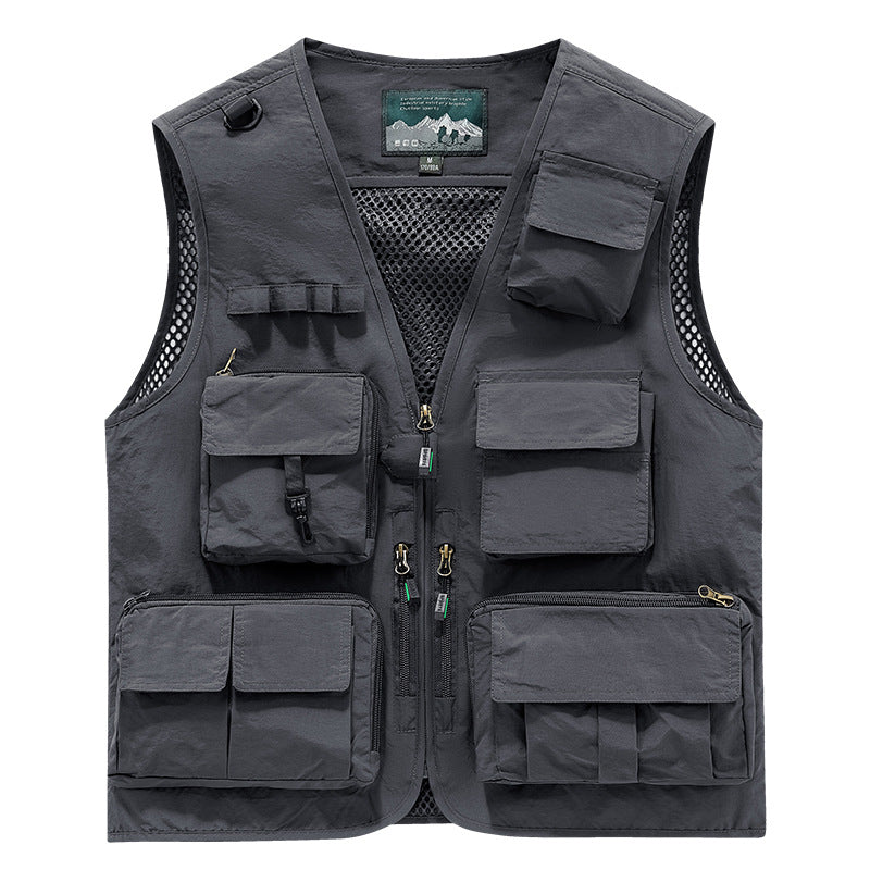 Herren Multifunktionale Outdoor-Utility‑Weste mit Mesh‑Innenfutter und zahlreichen Taschen – Marzano