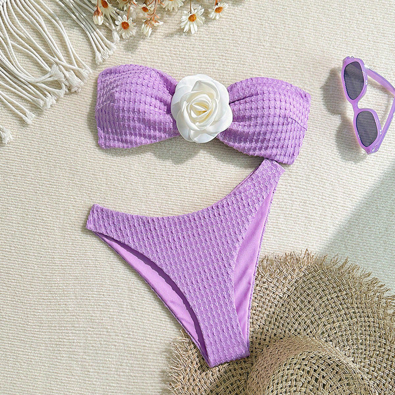 Damen Bandeau-Bikini-Set mit dekorativem Blumendetail Echo Archiv