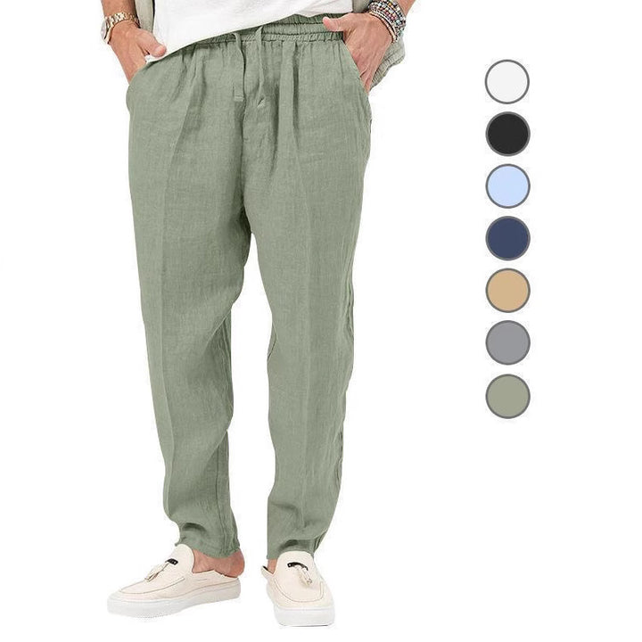 Herren Lässige Sommerleinenhose mit elastischem Bund und praktischen Taschen Echoarchiv