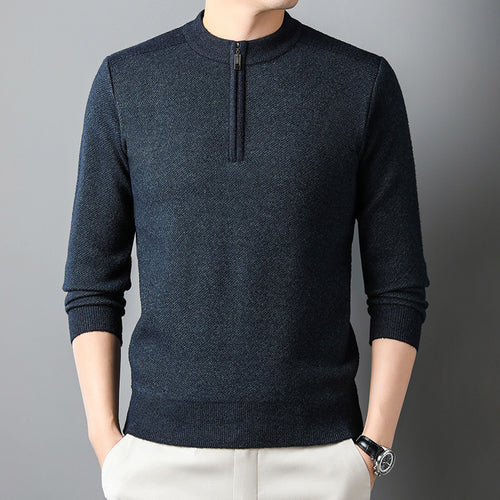 Herren Pullover mit halbem Reißverschluss und strukturiertem Design Echoarchiv