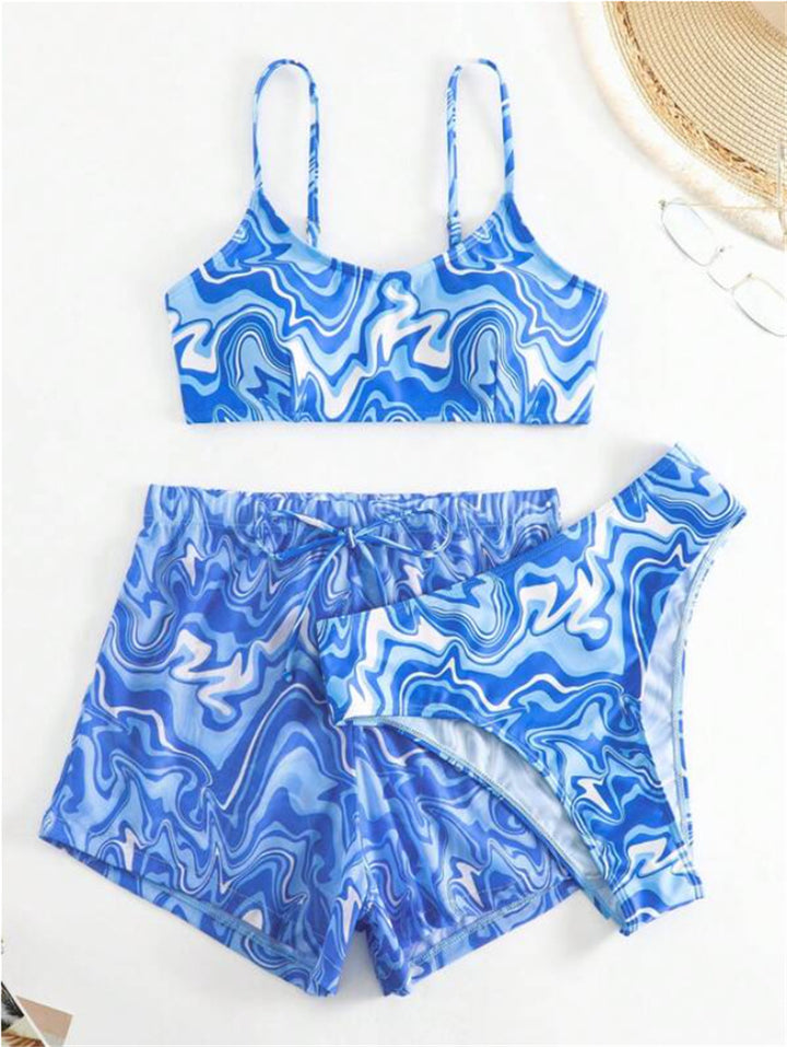 Damen Zweiteiliges Bikini-Set mit stilvollem Wellenmuster Echo Archiv
