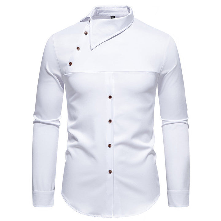 Herren Langarmhemd mit innovativem Kragen und asymmetrischem Design Echoarchiv
