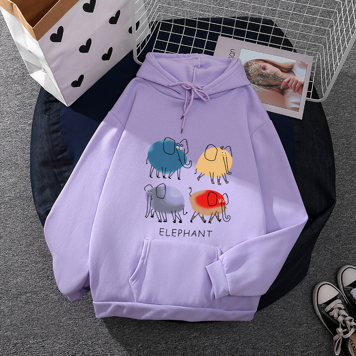 Damen Kapuzenpullover mit minimalistischer Grafik, lockerer Oversize-Passform und Kängurutasche – Auréline