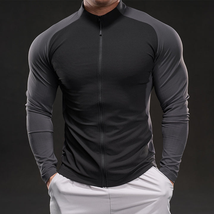 Herren Slim‑Fit Performance‑Trainingsshirt mit durchgehendem Reißverschluss und Raglanärmeln – Marzano