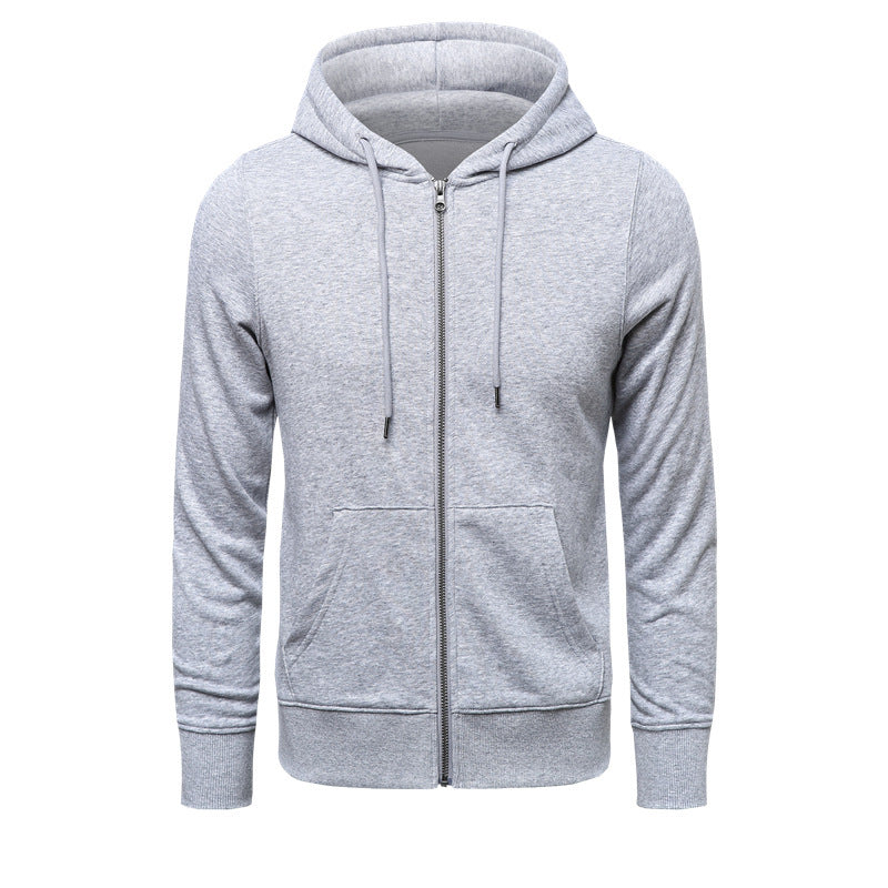 Herren schmal geschnittener Zip-Hoodie mit Metall-Reißverschluss, doppellagiger Kapuze und Kängurutasche – Cavarno