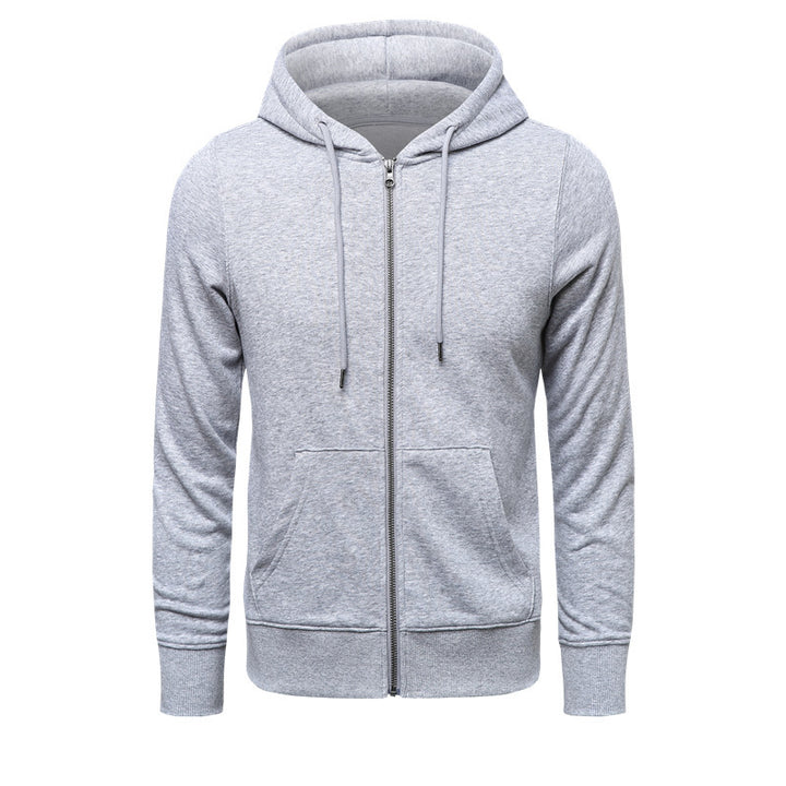 Herren schmal geschnittener Zip-Hoodie mit Metall-Reißverschluss, doppellagiger Kapuze und Kängurutasche – Cavarno