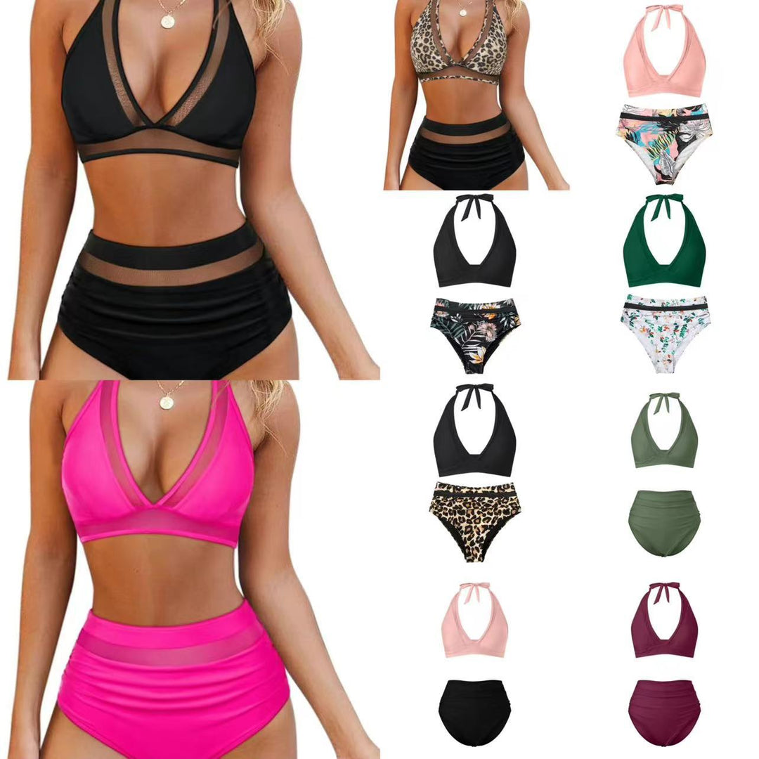 Damen Hochtailliertes Bademoden-Set mit stylischem Haltertop Echo Archiv