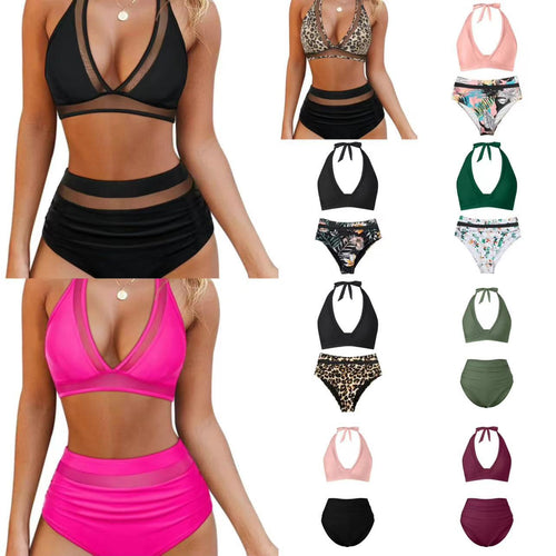 Damen Hochtailliertes Bademoden-Set mit stylischem Haltertop Echo Archiv