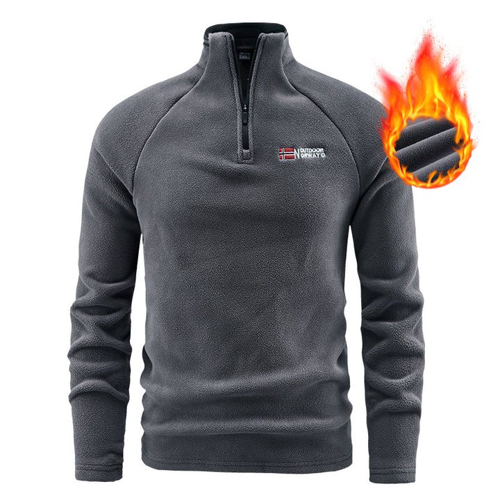 Herren Isolier-Fleece-Halbzip mit hohem Stehkragen, Raglanärmeln & Micro-Teddystruktur Echoarchiv